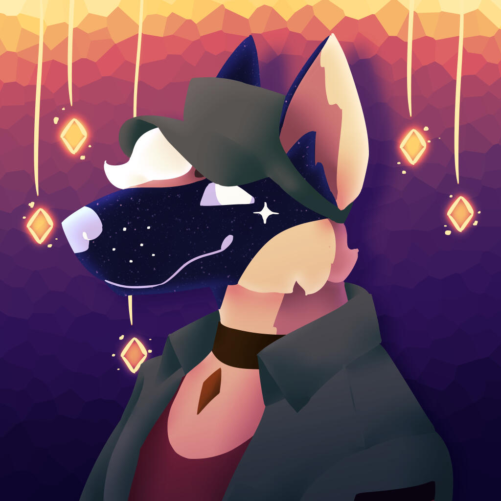 My sona, a mix of German Shepard, space goober, and hot chocolate