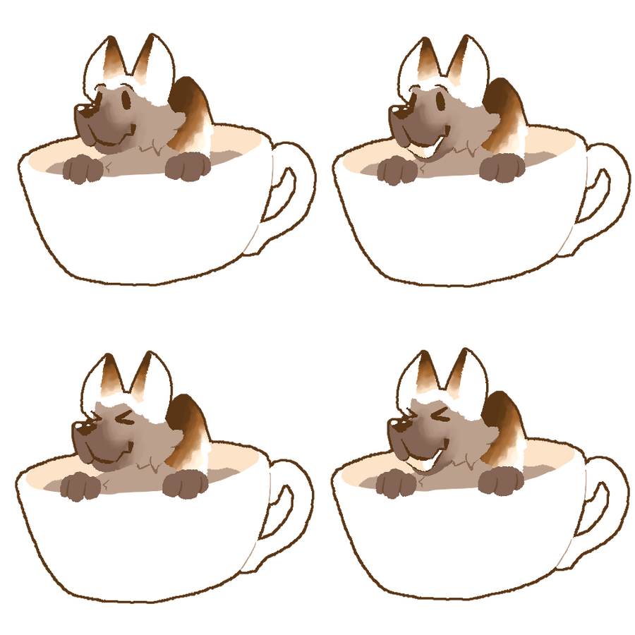 My sona, a hot chocolate dog, in a cup